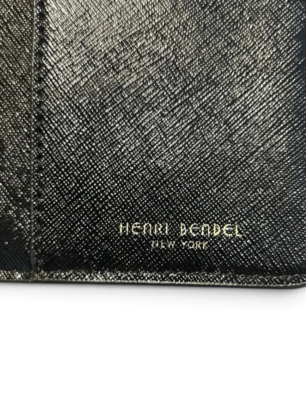 Henri Bendel RARE Black Saffiano Leather Floral Appliqué Phone Wallet NWOT